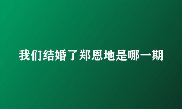 我们结婚了郑恩地是哪一期