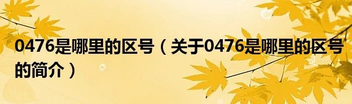 0476是哪里的区号（关于0476是哪里的区号的简介）