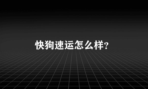 快狗速运怎么样?
