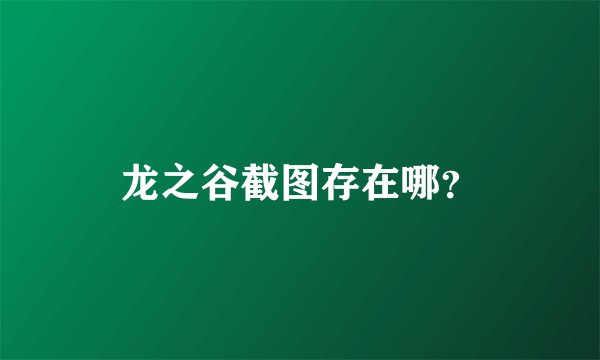 龙之谷截图存在哪？