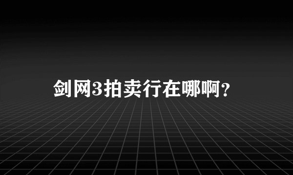 剑网3拍卖行在哪啊？