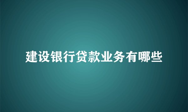 建设银行贷款业务有哪些
