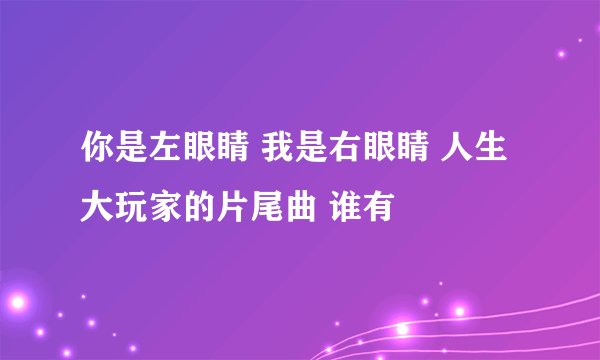 你是左眼睛 我是右眼睛 人生大玩家的片尾曲 谁有