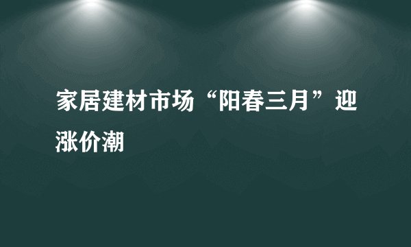 家居建材市场“阳春三月”迎涨价潮
