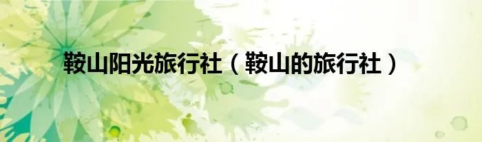 鞍山阳光旅行社(鞍山的旅行社)
