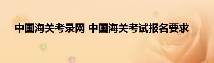 中国海关考录网 中国海关考试报名要求