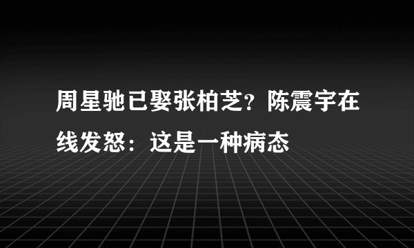 周星驰已娶张柏芝？陈震宇在线发怒：这是一种病态