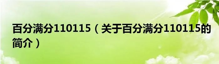 百分满分110115（关于百分满分110115的简介）