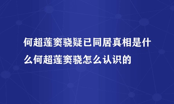 何超莲窦骁疑已同居真相是什么何超莲窦骁怎么认识的