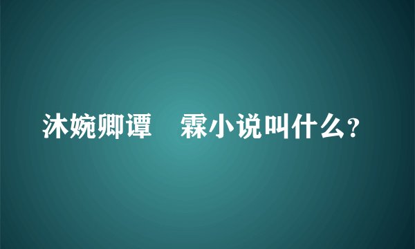 沐婉卿谭玹霖小说叫什么？