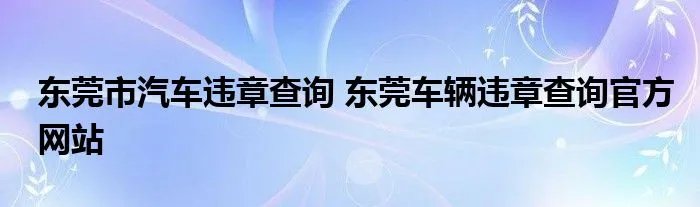 东莞市汽车违章查询 东莞车辆违章查询官方网站
