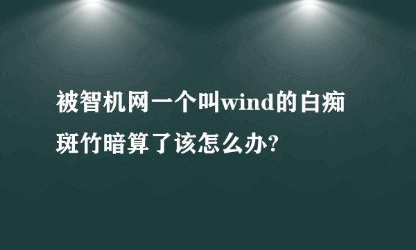 被智机网一个叫wind的白痴斑竹暗算了该怎么办?