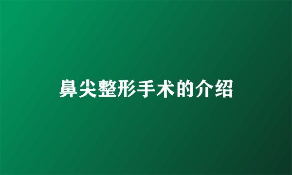 鼻尖整形手术的介绍