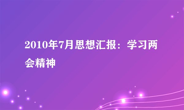 2010年7月思想汇报:学习两会精神