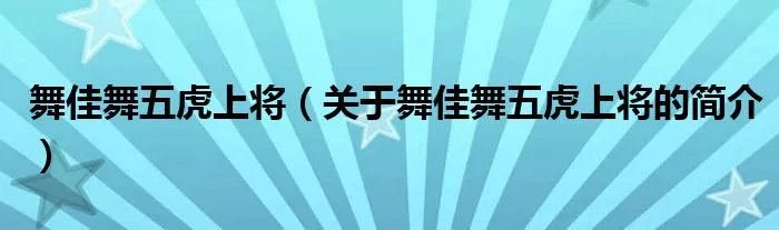 舞佳舞五虎上将（关于舞佳舞五虎上将的简介）