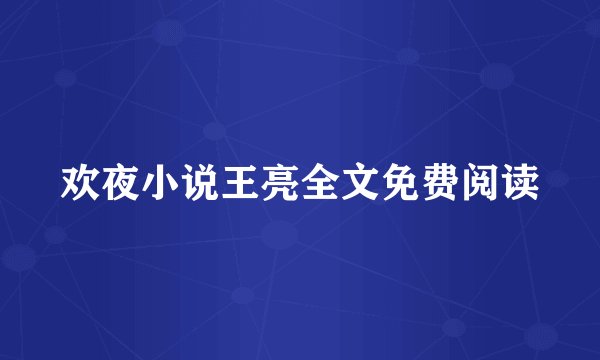欢夜小说王亮全文免费阅读