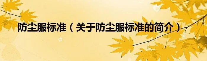 防尘服标准（关于防尘服标准的简介）