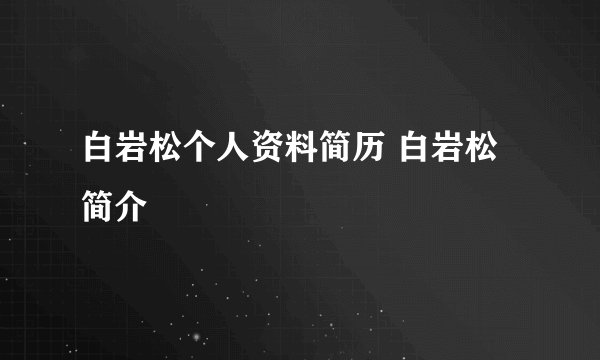 白岩松个人资料简历 白岩松简介