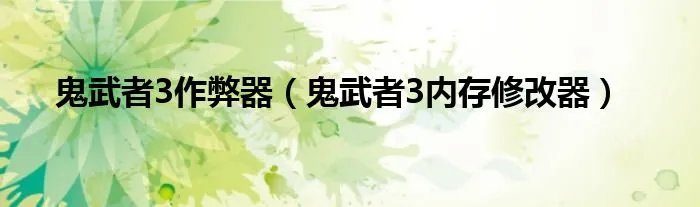 鬼武者3作弊器（鬼武者3内存修改器）