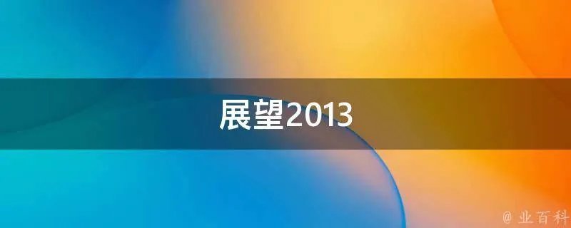 展望2013