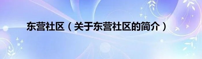 东营社区（关于东营社区的简介）