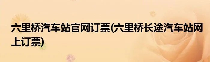六里桥汽车站官网订票(六里桥长途汽车站网上订票)