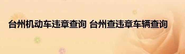 台州机动车违章查询 台州查违章车辆查询