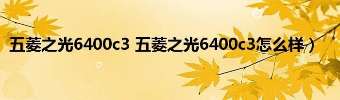 五菱之光6400c3 五菱之光6400c3怎么样）