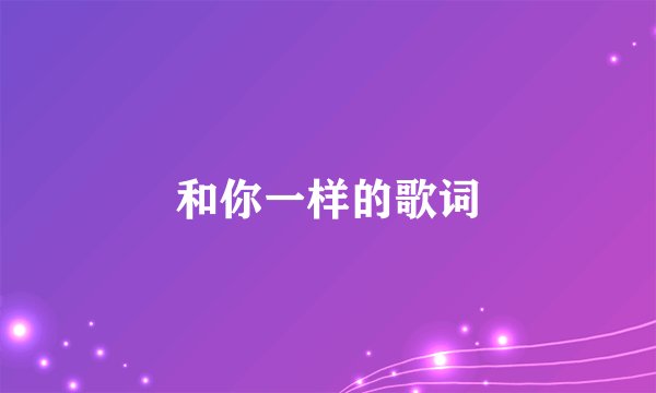 和你一样的歌词