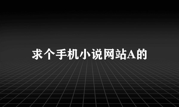 求个手机小说网站A的
