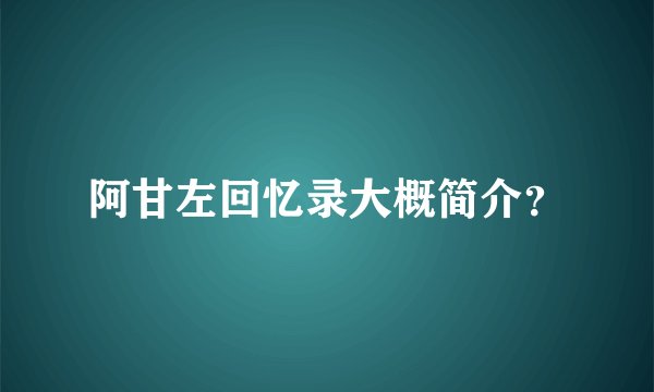 阿甘左回忆录大概简介？