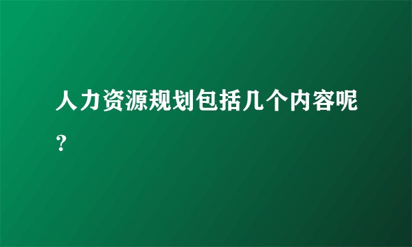 人力资源规划包括几个内容呢？