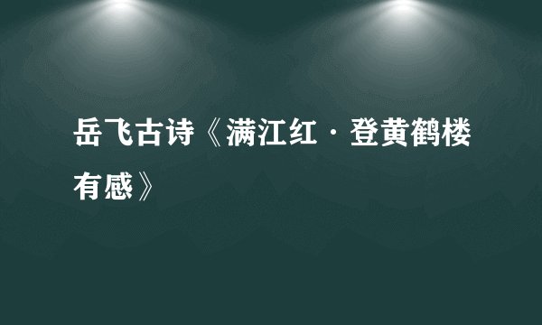 岳飞古诗《满江红·登黄鹤楼有感》