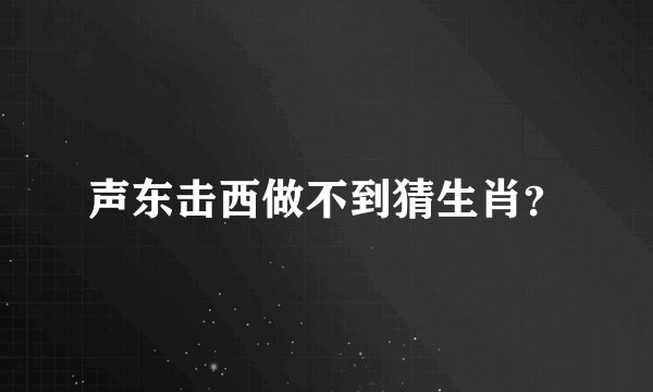 声东击西做不到猜生肖?