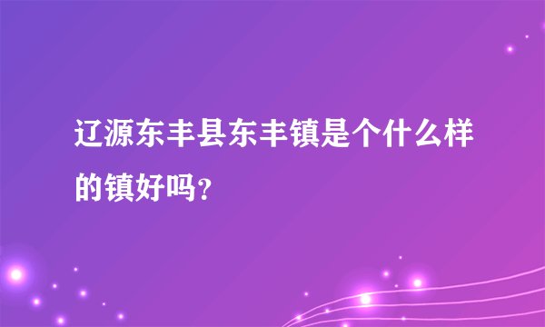 辽源东丰县东丰镇是个什么样的镇好吗？