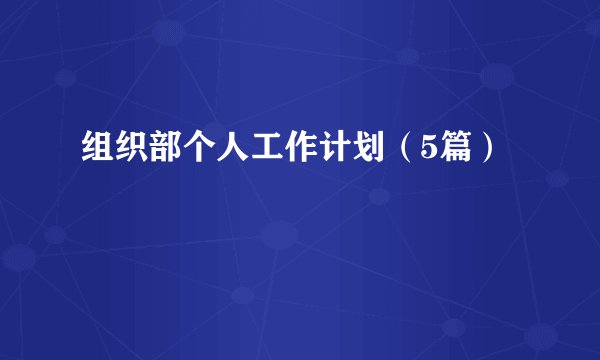 组织部个人工作计划(5篇)