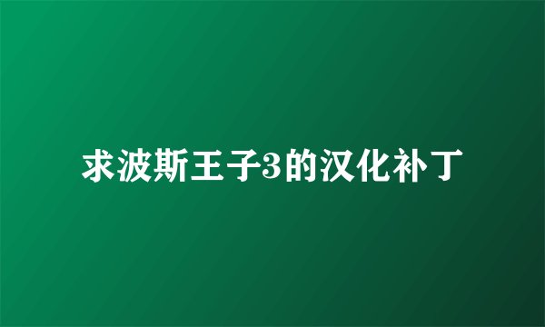 求波斯王子3的汉化补丁