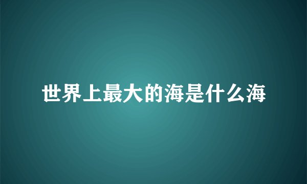 世界上最大的海是什么海