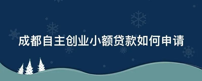 成都自主创业小额贷款如何申请