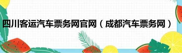 四川客运汽车票务网官网（成都汽车票务网）