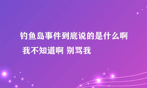 钓鱼岛事件到底说的是什么啊 我不知道啊 别骂我