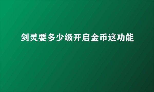 剑灵要多少级开启金币这功能