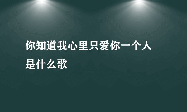 你知道我心里只爱你一个人 是什么歌