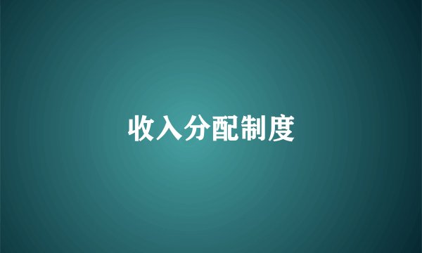收入分配制度