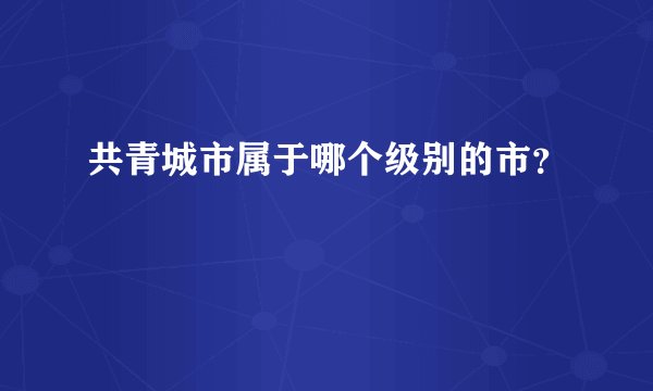 共青城市属于哪个级别的市？