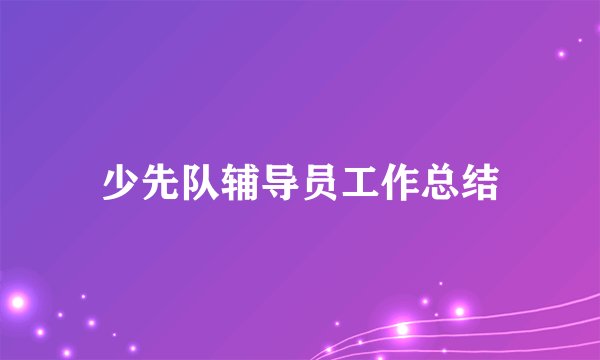 少先队辅导员工作总结