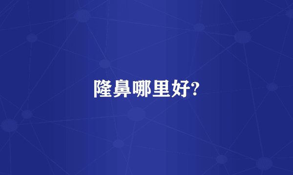 隆鼻哪里好?