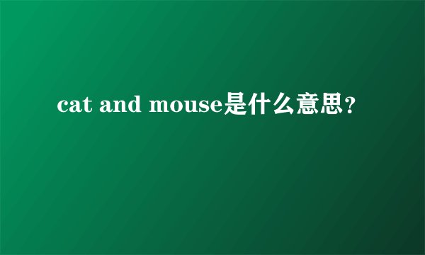 cat and mouse是什么意思?