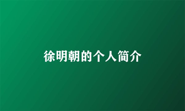 徐明朝的个人简介