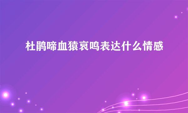 杜鹃啼血猿哀鸣表达什么情感